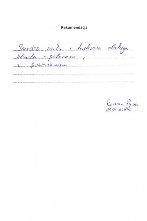 Skan listu referencyjnego: Rekomendacja — Roman Pyció