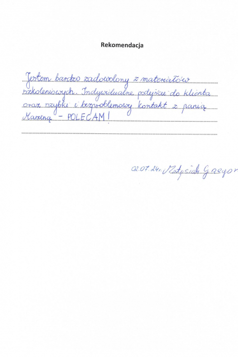 Skan listu referencyjnego: Rekomendacja — Grzegorz Mazyński