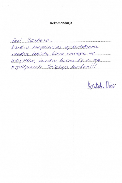 Skan listu referencyjnego: Rekomendacja — Olesia Korobeinik